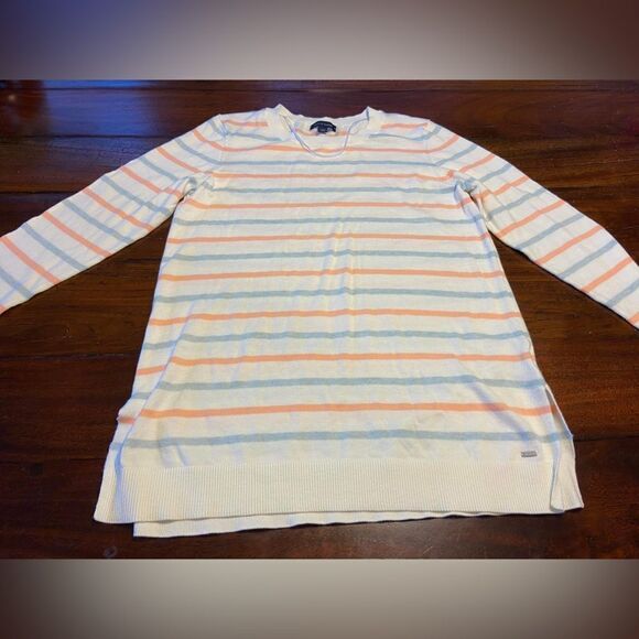 Lightweight Cotton Blend Tommy Hilfiger Striped Sweater women’s medium - Picture 1 of 4